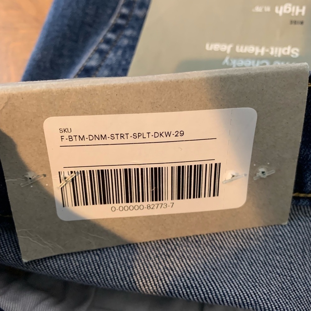 NWT Everlane Jeans Cheeky Split Hem High Rise Size 29 Regular 32” Length Blue - Picture 11 of 14